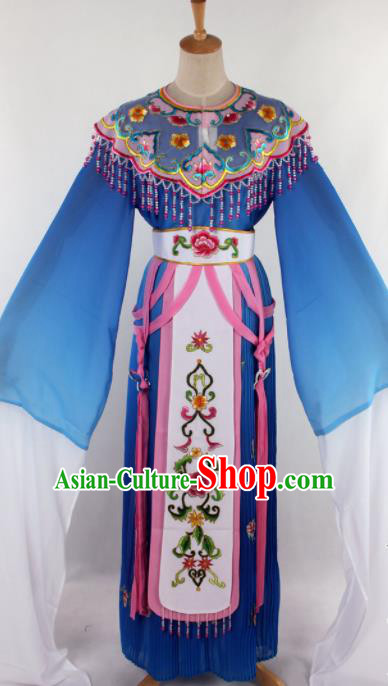 Chinese Traditional Beijing Opera Princess Blue Dress Ancient Peking Opera Diva Costume for Women