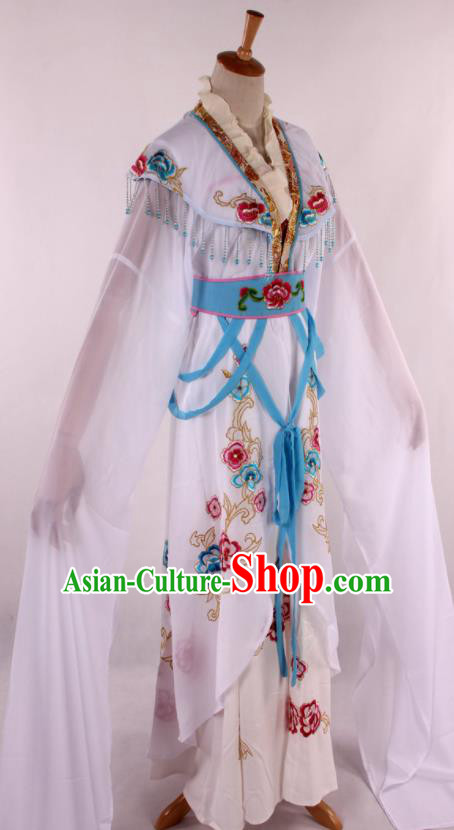 Chinese Traditional Beijing Opera Peri White Dress Ancient Peking Opera Diva Princess Costume for Women