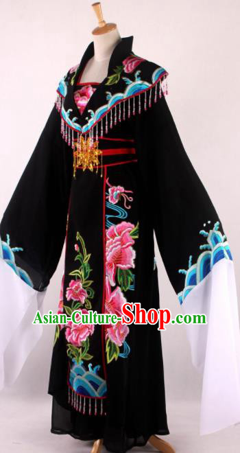 Chinese Beijing Opera Queen Black Dress Ancient Traditional Peking Opera Actress Costume for Women
