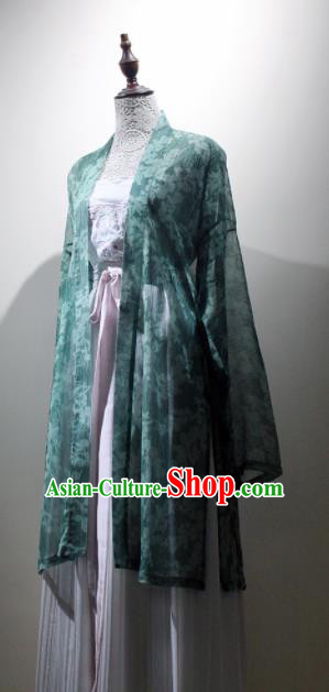 Chinese Ancient Drama Printing Green Hanfu Dress Traditional Song Dynasty Young Lady Replica Costumes for Women