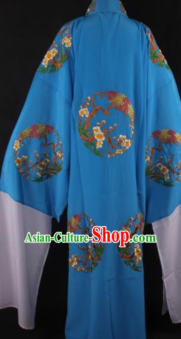 Traditional Chinese Shaoxing Opera Niche Gifted Scholar Blue Robe Ancient Childe Costume for Men