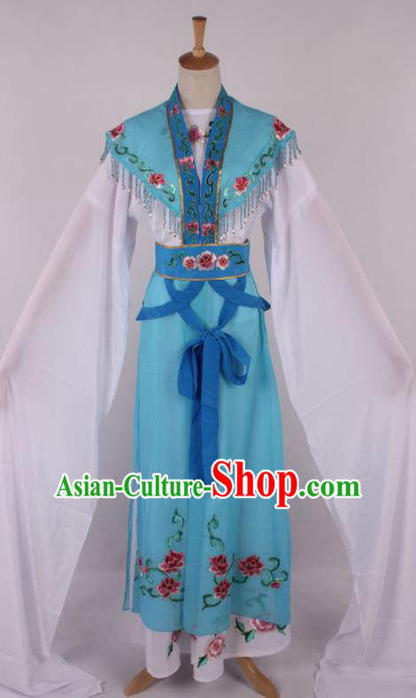 Chinese Traditional Beijing Opera Actress Princess Blue Dress Ancient Peking Opera Diva Costume for Women