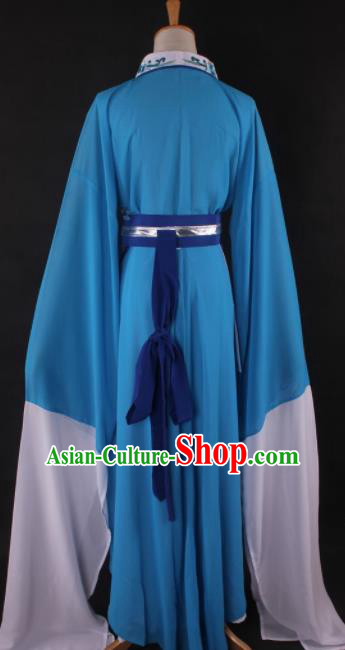 Professional Chinese Beijing Opera Village Girl Blue Dress Ancient Traditional Peking Opera Diva Costume for Women
