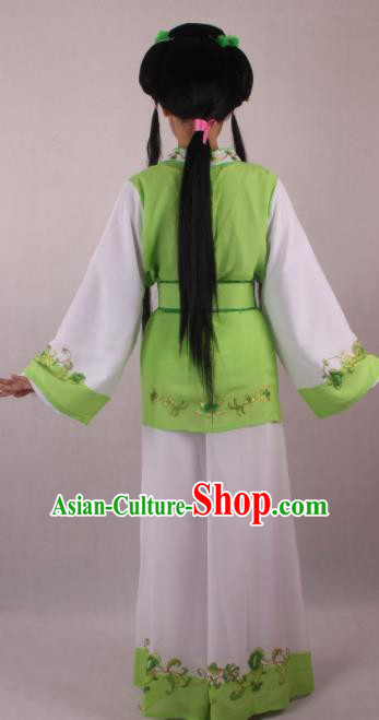 Professional Chinese Beijing Opera Servant Girl Green Clothing Ancient Traditional Peking Opera Costume for Women