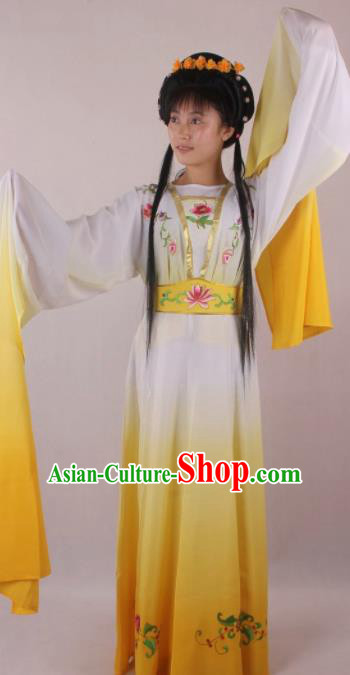 Professional Chinese Beijing Opera Fairy Yellow Dress Ancient Traditional Peking Opera Diva Costume for Women