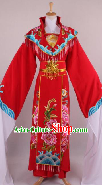 Professional Chinese Beijing Opera Diva Queen Red Dress Ancient Traditional Peking Opera Costume for Women