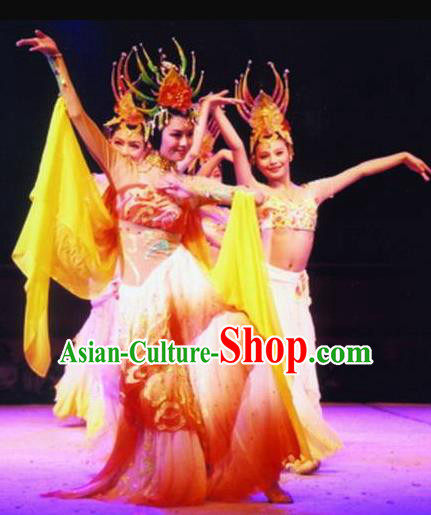 Traditional Chinese Classical Dance Guo Se Tian Xiang Costume Tang Dynasty Court Beautiful Dance Dress for Women