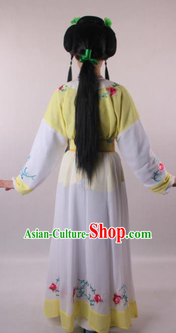 Professional Chinese Shaoxing Opera Servant Girl Light Yellow Dress Ancient Traditional Peking Opera Young Lady Costume for Women