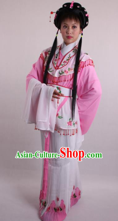 Professional Chinese Shaoxing Opera Rich Girl Pink Dress Ancient Traditional Peking Opera Costume for Women