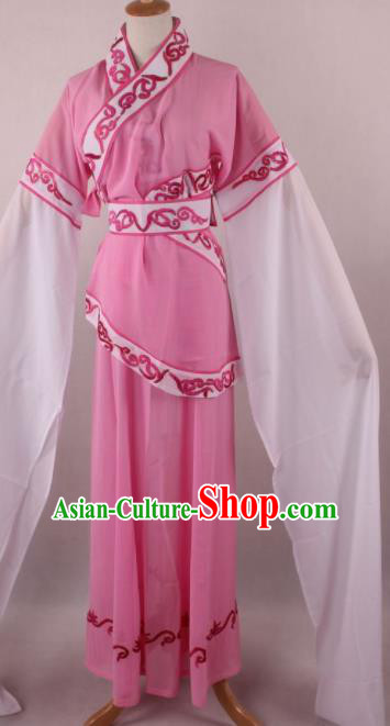 Professional Chinese Shaoxing Opera Village Girl Pink Dress Ancient Traditional Peking Opera Maidservant Costume for Women