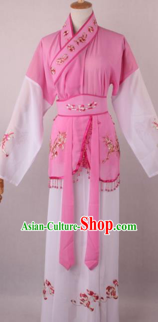 Professional Chinese Shaoxing Opera Servant Girl Pink Dress Ancient Traditional Peking Opera Maidservant Costume for Women