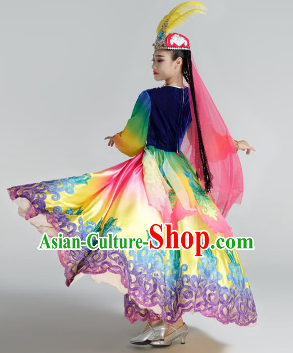 Traditional Chinese Uyghur Nationality Dance Dress Stage Show Ethnic Dance Costume for Women