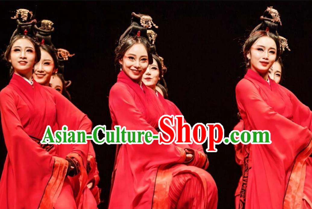 Chinese Beautiful Dance Xiang Ji Wu Costume Traditional Water Sleeve Dance Classical Dance Competition Dress for Women