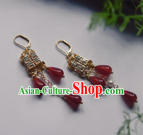 Chinese Ancient Princess Wedding Ear Accessories Traditional Hanfu Earrings for Women