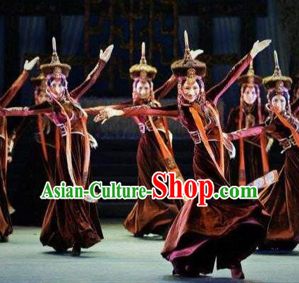 Beautiful Chinese Dance Wang Zhaojun Ethnic Dance Costume Traditional Classical Dance Dress for Women