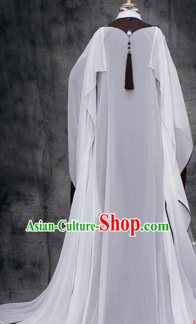 Traditional Chinese Cosplay Swordsman Nobility Childe Brown Costume Ancient Royal Highness Hanfu Clothing for Men
