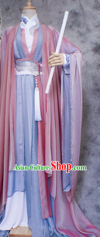 Traditional Chinese Cosplay Swordsman Nobility Childe Costume Ancient Royal Highness Hanfu Clothing for Men