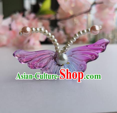 Chinese Ancient Princess Hair Accessories Traditional Hanfu Purple Butterfly Hairpins for Women