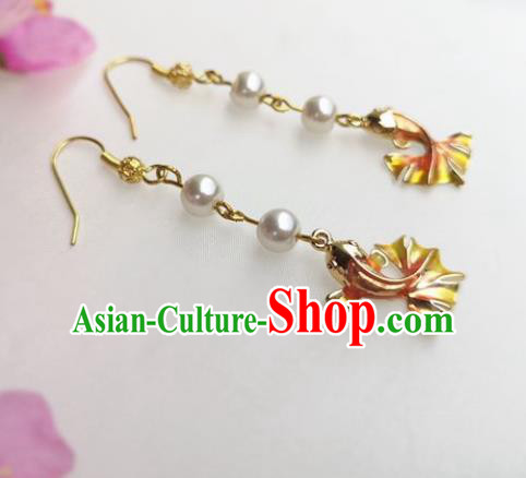 Chinese Ancient Princess Goldfish Ear Accessories Traditional Hanfu Earrings for Women
