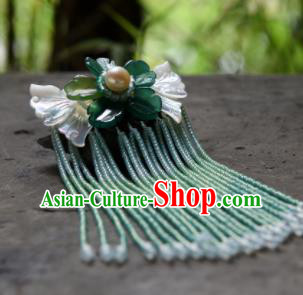 Chinese Ancient Princess Hair Accessories Green Beads Butterfly Tassel Hair Claw Traditional Hanfu Hairpins for Women