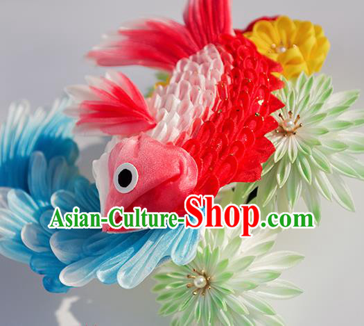 Japanese Geisha Kimono Goldfish Hairpins Traditional Yamato Hair Accessories for Women