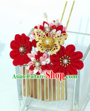 Japanese Geisha Kimono Butterfly Flower Hairpins Traditional Yamato Hair Accessories for Women