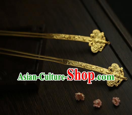 Chinese Ancient Princess Golden Butterfly Hairpins Traditional Hanfu Hair Clip Hair Accessories for Women