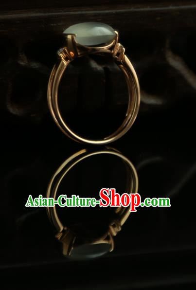 Chinese Ancient Court Opal Ring Traditional Princess Hanfu Jewelry Accessories for Women