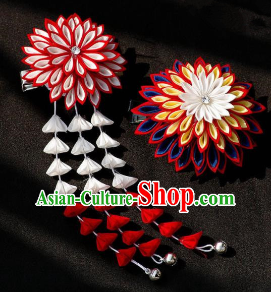Japanese Geisha Kimono Hair Claw Chrysanthemum Tassel Hairpins Traditional Yamato Hair Accessories for Women