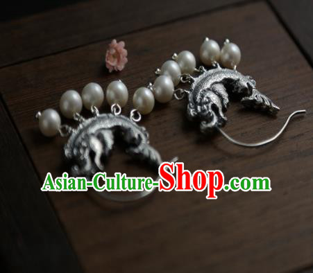 Chinese Ancient Court Carp Tassel Earrings Traditional Princess Hanfu Jewelry Accessories for Women