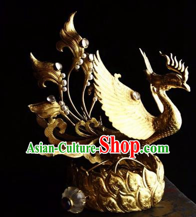 Chinese Ancient Tang Dynasty Court Queen Phoenix Coronet Traditional Hanfu Hair Accessories for Women