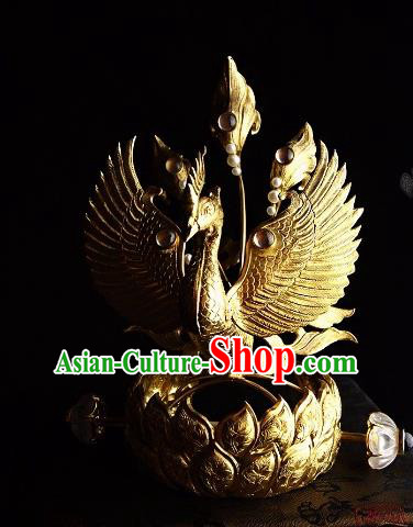 Chinese Ancient Tang Dynasty Court Queen Phoenix Coronet Traditional Hanfu Hair Accessories for Women