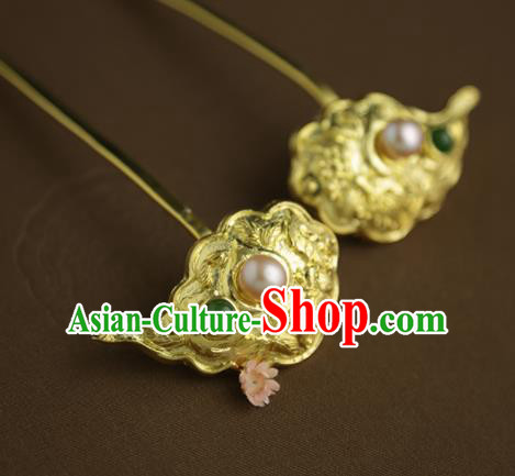 Chinese Ancient Queen Golden Cloud Hairpins Traditional Hanfu Hair Clip Hair Accessories for Women