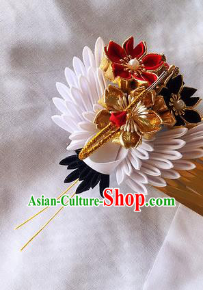 Japanese Geisha Courtesan Kimono Crane Sakura Hairpins Traditional Yamato Hair Accessories for Women