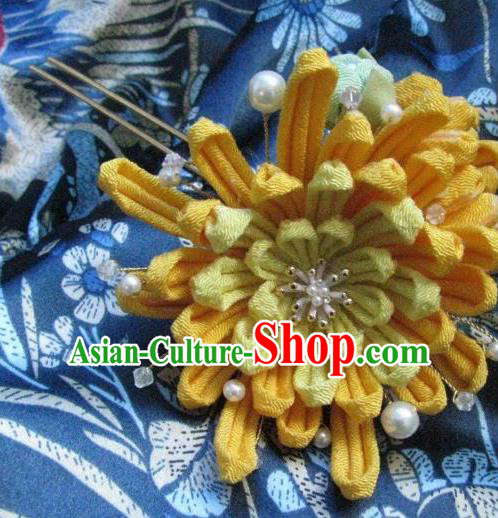 Japanese Geisha Courtesan Double Chrysanthemum Hairpins Traditional Yamato Kimono Hair Accessories for Women