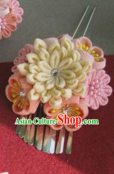 Japanese Geisha Courtesan Chrysanthemum Hairpin Traditional Yamato Kimono Hair Accessories for Women