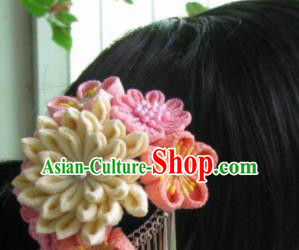 Japanese Geisha Courtesan Chrysanthemum Hairpin Traditional Yamato Kimono Hair Accessories for Women