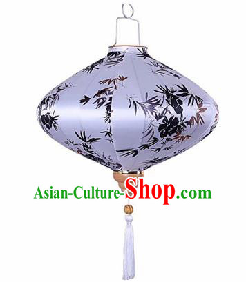 Chinese Traditional Silk Oval Hanging Lantern New Year Handmade Painting Bamboo Palace Lanterns