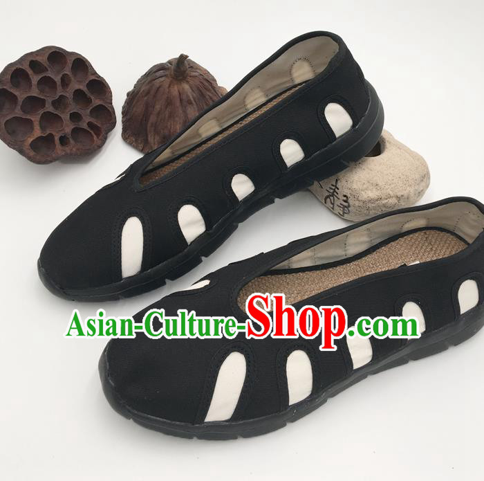 Chinese Handmade Traditional Martial Arts Kung Fu Black Shoes Tai Chi Monk Shoes for Men