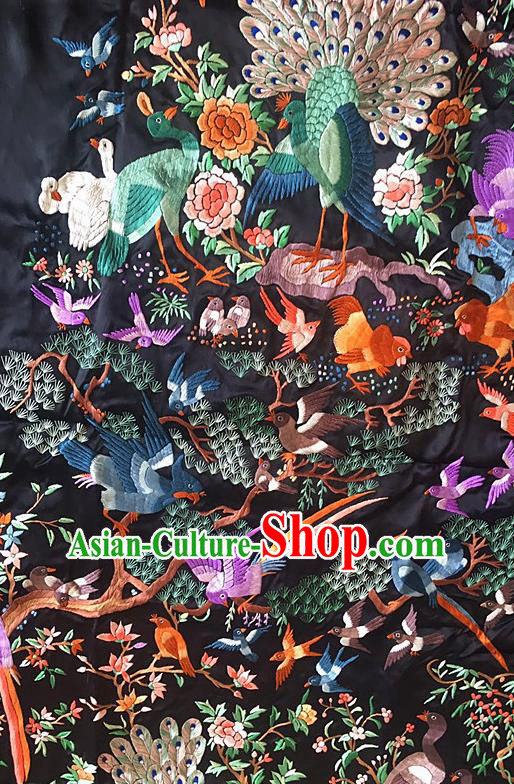 Chinese Handmade Embroidered Song of the Phoenix Silk Fabric Patch Traditional Embroidery Craft