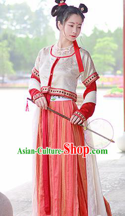 Chinese Traditional Tang Dynasty Palace Lady Replica Costumes Ancient Court Maid Hanfu Dress for Women