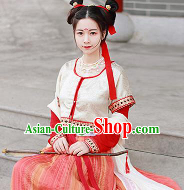 Chinese Traditional Tang Dynasty Palace Lady Replica Costumes Ancient Court Maid Hanfu Dress for Women