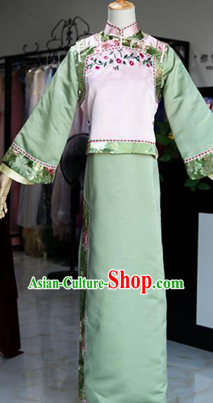 Chinese Ancient Drama Princess Costumes Traditional Qing Dynasty Court Lady Green Dress for Women