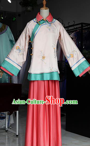 Chinese Ancient Drama Young Mistress Pink Costumes Traditional Ming Dynasty Young Lady Dress for Women