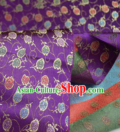 Traditional Chinese Royal Flowers Vine Pattern Design Purple Brocade Silk Fabric Asian Satin Material
