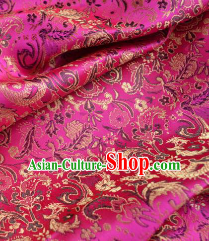 Traditional Chinese Royal Pattern Design Rosy Brocade Silk Fabric Asian Satin Material