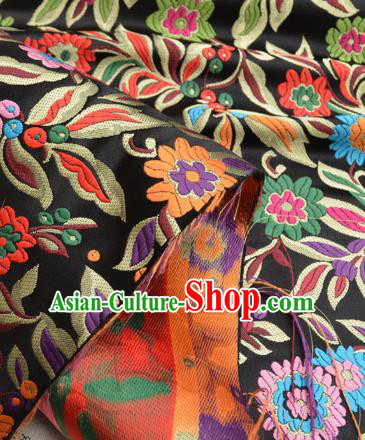 Traditional Chinese Royal Lucky Pattern Design Black Brocade Silk Fabric Asian Satin Material