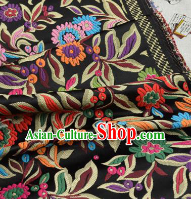 Traditional Chinese Royal Lucky Pattern Design Black Brocade Silk Fabric Asian Satin Material