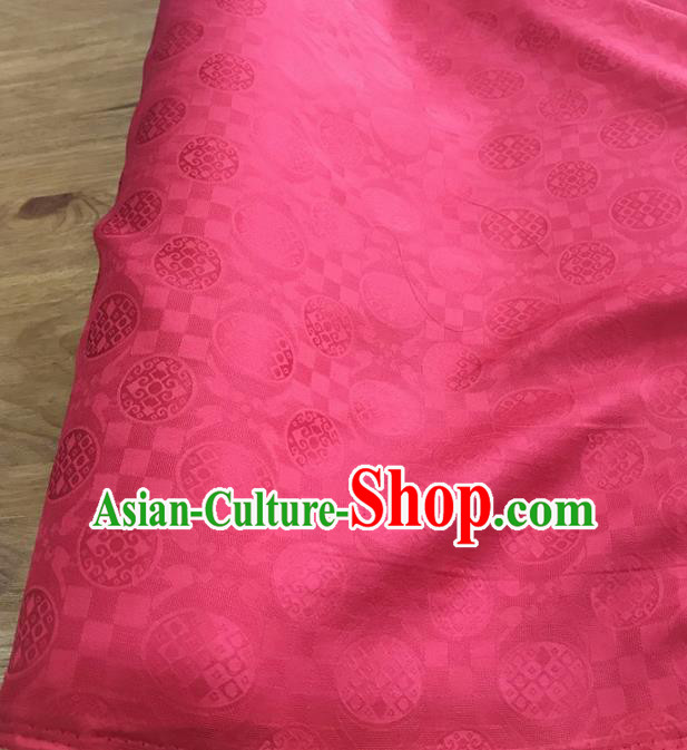 Traditional Chinese Royal Round Pattern Design Rosy Brocade Silk Fabric Asian Satin Material
