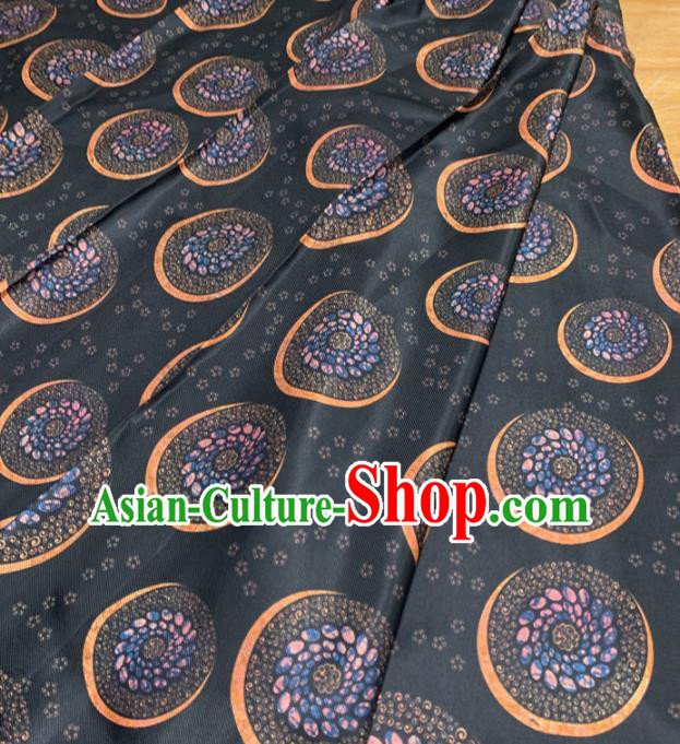 Traditional Chinese Royal Pattern Design Deep Grey Brocade Silk Fabric Asian Satin Material